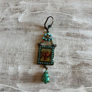 Michal Negrin Turquoise Floral Drop Earring (single only)